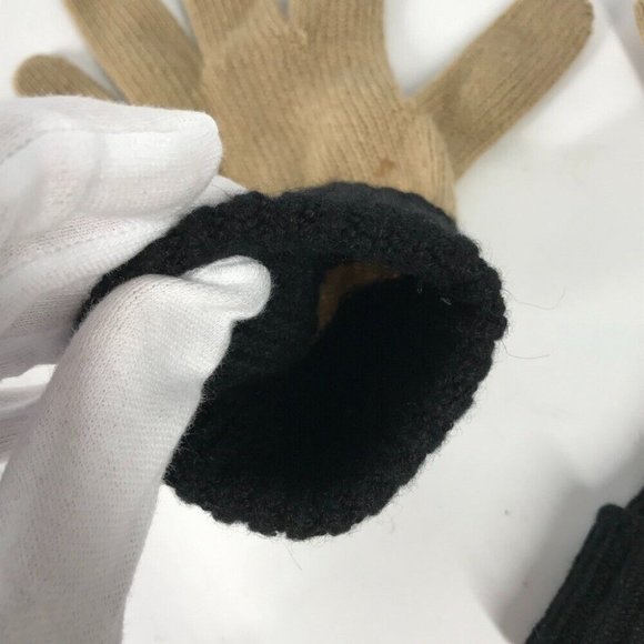 Auth BURBERRY Bicolor logo Glove gloves wool Beige/Black - Picture 6 of 12